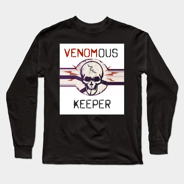 Venomous Keeper Skull (back print) Long Sleeve T-Shirt by The Illegal Goat Company